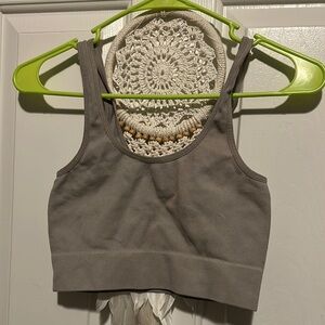 Gray Ribbed Tank Top